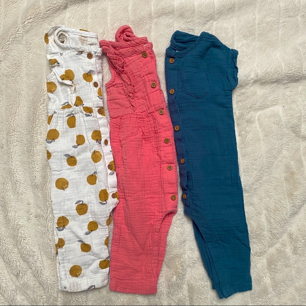 Three Little Planet by carter’s organic cotton rompers, size 9M